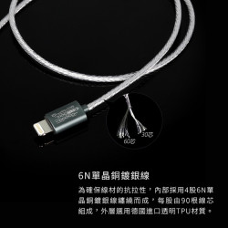 【ddHiFi MFi06S】 Lightning轉Type-C轉接線(50cm)