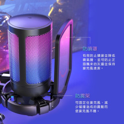 【FIFINE A6T】USB心型指向電容式RGB麥克風 RGB燈效/心型指向/麥克風懸臂/防噴罩/錄音/直播/遊戲