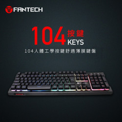 【FANTECH 台灣】K612 鋁合金面板音效感應RGB電競鍵盤 薄膜鍵盤結構