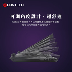 【FANTECH NC20】RGB五段式多角度靜音筆電散熱座-五核心風扇/適用17吋以下筆電/雙USB供電孔