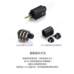 【ddHiFi DJ65M 6.35mm(母)轉3.5mm(公)音源轉接頭】桌上型耳擴設備/高純度單晶銅導線