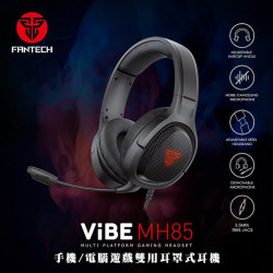 【FANTECH 台灣】MH85 手機電腦遊戲雙用耳罩式耳機 可調式頭帶／可拆式降噪麥克風