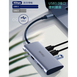 【 WiWU 731HP 】Alpha Type-C多功能擴充USBHub／HDMI／讀卡機／USB3.0