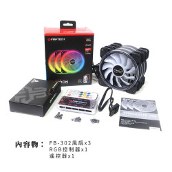 【FANTECH FB-302】雙光圈RGB風扇組 三風扇加控制器 靜音降噪