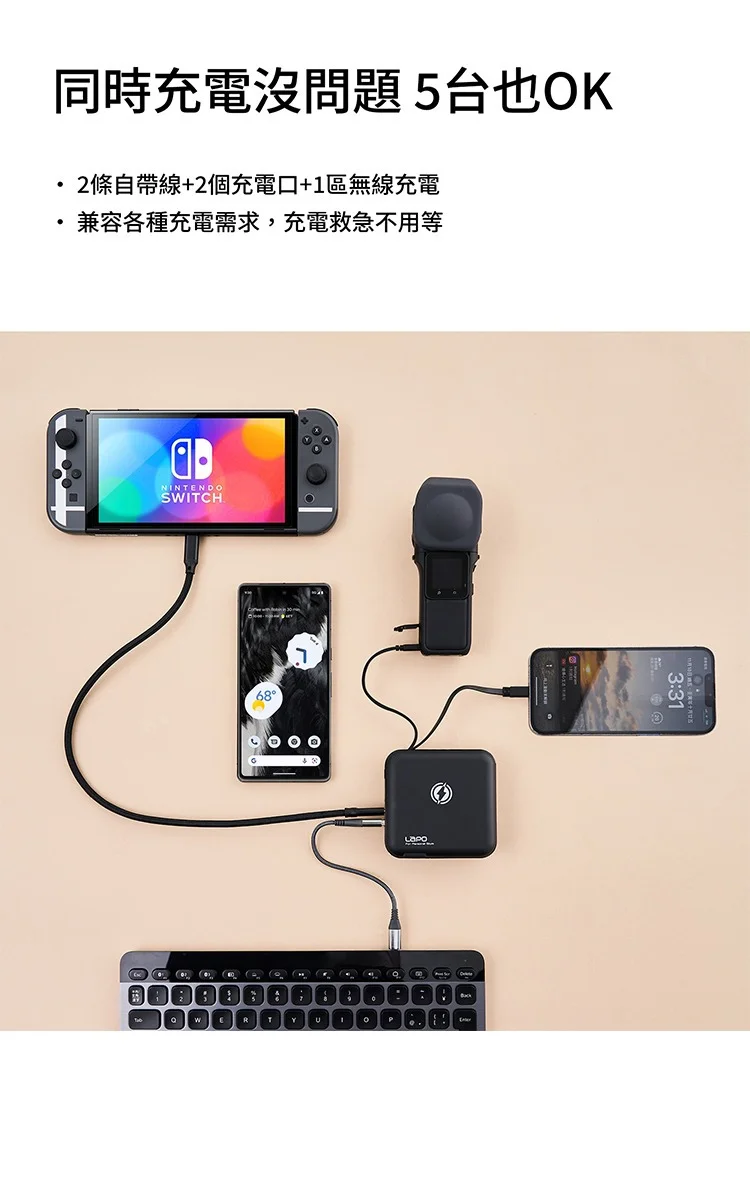【LaPO WT-03CM】多功能無線充電行動電源(第二代)