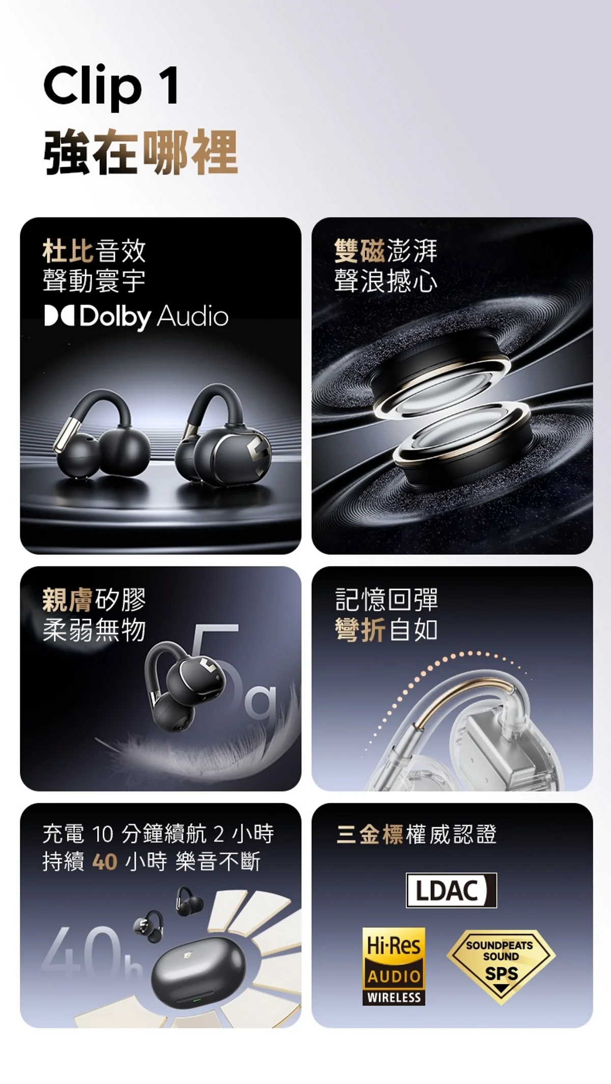 SOUNDPEATS Clip1 開放式耳機