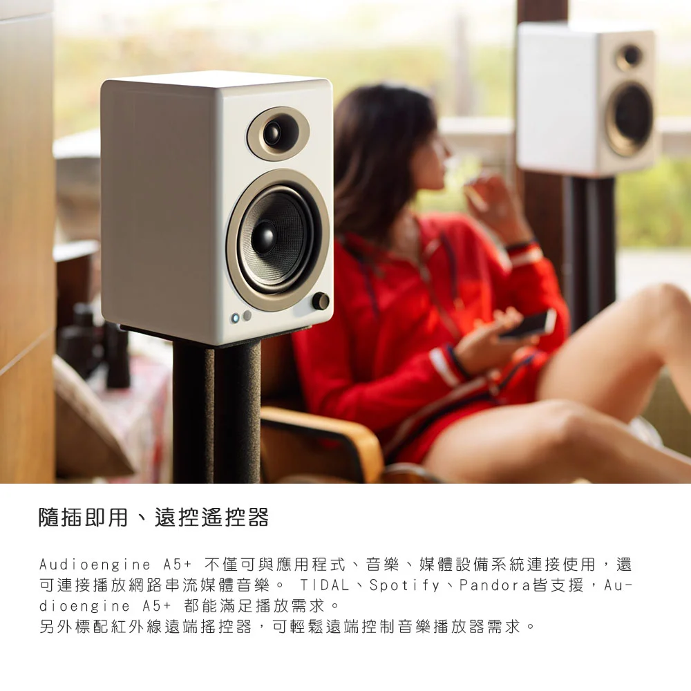 Audioengine A5+ 主動式立體聲藍牙書架喇叭（黑色款）
