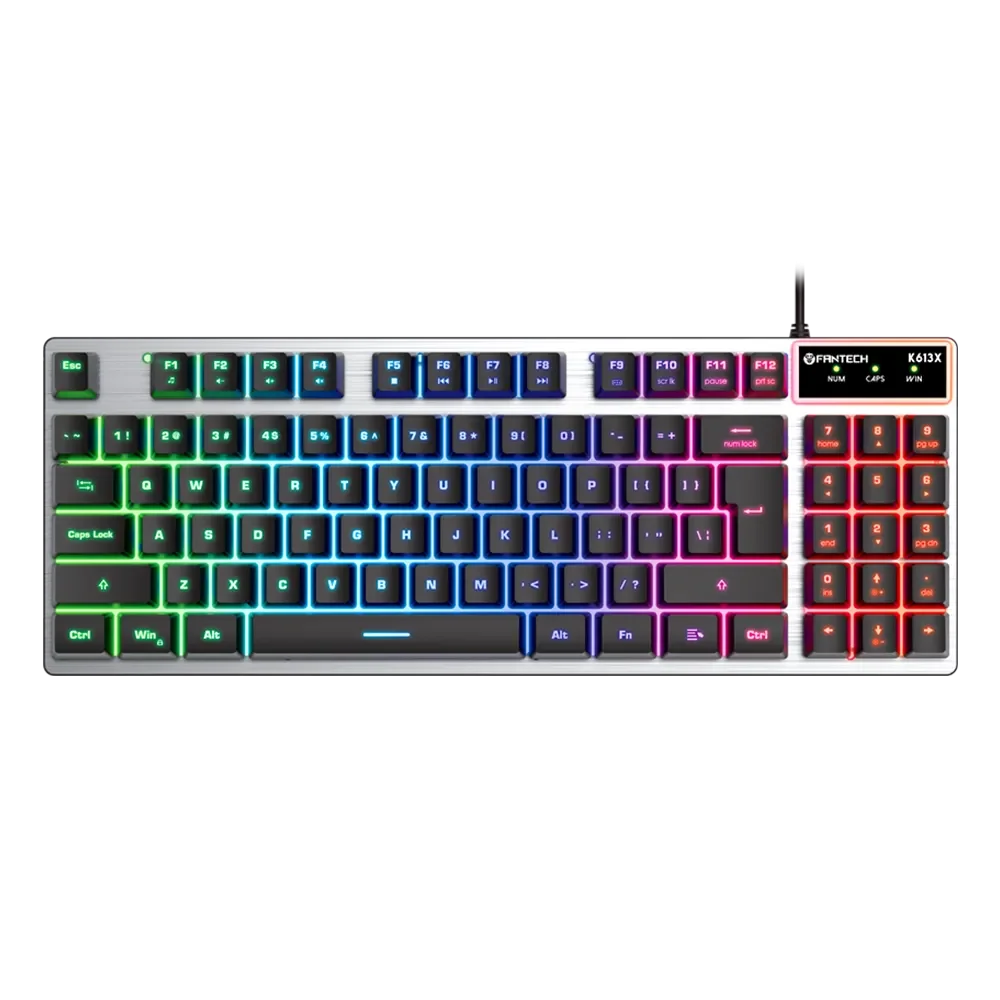 【FANTECH K613X】鋁合金面板89鍵多彩燈效鍵盤 薄膜鍵盤結構／懸浮式鍵帽／多彩燈效／19鍵無衝突