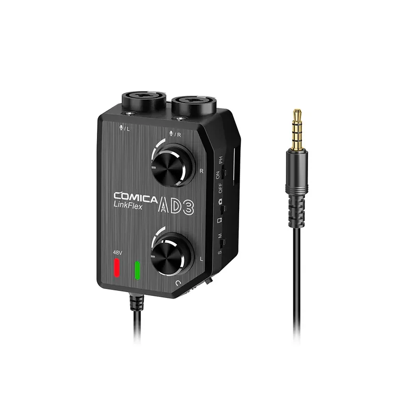 COMICA Link Flex AD3 相機手機專用麥克風前級擴大混音器(雙XLR / 6.35mm / 3.5mm/麥克風聲卡)