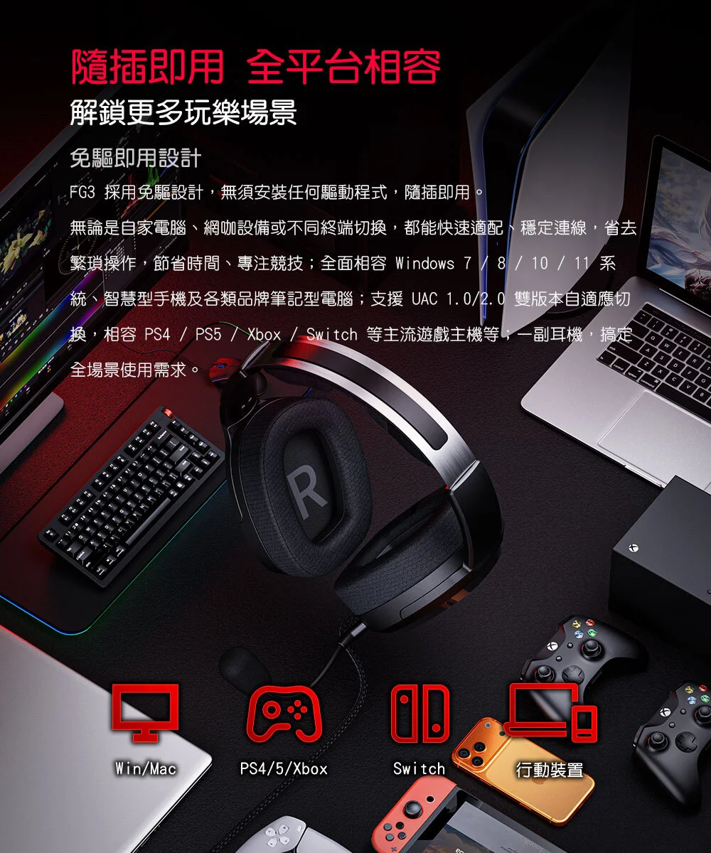 【FIIO FG3】雙動圈USB電競耳機