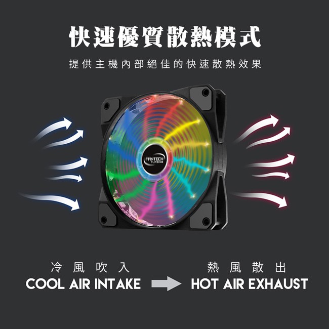 【FANTECH 台灣】FC-123 RGB燈效防震靜音風扇 快速散熱／防震動／靜音降噪／可串聯風扇