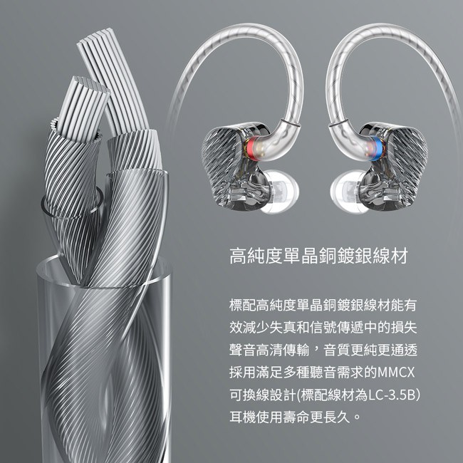 【 FiiO FA7 】樓氏四單元動鐵MMCX單晶銅鍍銀可換線耳機—樓氏四動鐵／單晶銅鍍銀線／3D人體工學