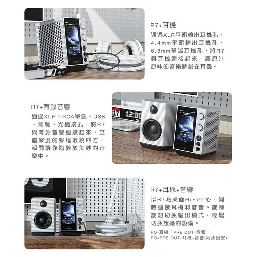 【FiiO R7 桌上型音樂解碼播放器】6.35/4.4mm/XLR耳機輸出/光纖同軸輸入輸出 DAC晶片 前級擴大機