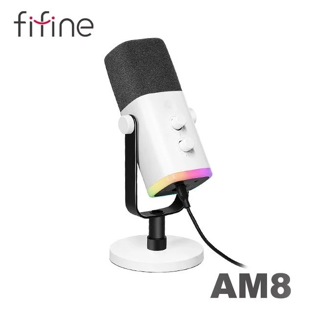 【FIFINE AM8錄音室等級USB/XLR動圈式RGB麥克風】心型指向/USB/XLR雙輸出