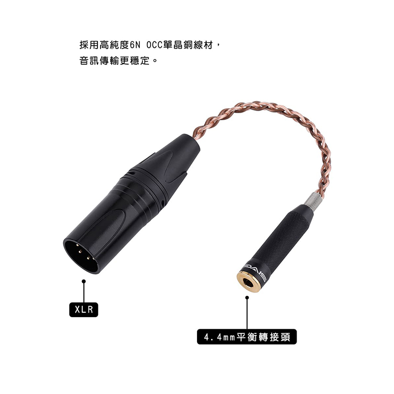 【SIVGA 4pin XLR(公)轉4.4mm(母)平衡音源轉接線】P-II耳罩式耳機線/適用於XLR音樂設備