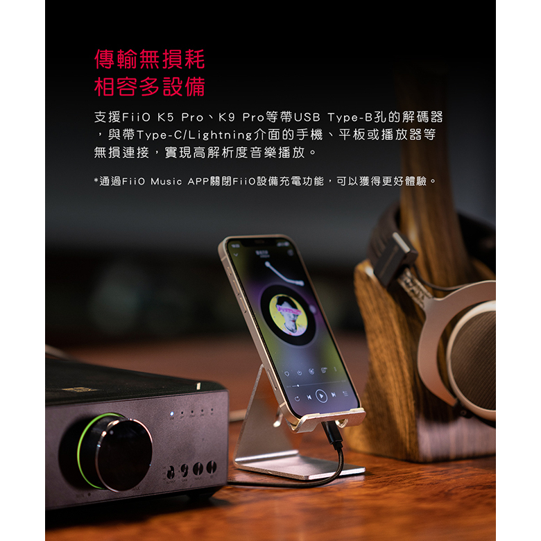 【FiiO LD-TC1 USB Type-B轉Type-C轉接線】OTG線/鋁合金外殼/可接手機、平板、播放器、K9