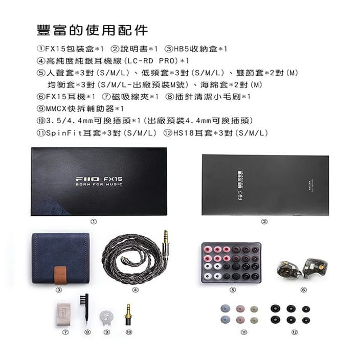 【FiiO FX15一圈一鐵四靜電單元MMCX可換線耳機】聲揚EST靜電單元/樓氏動鐵+球頂動圈/高純度純銀線