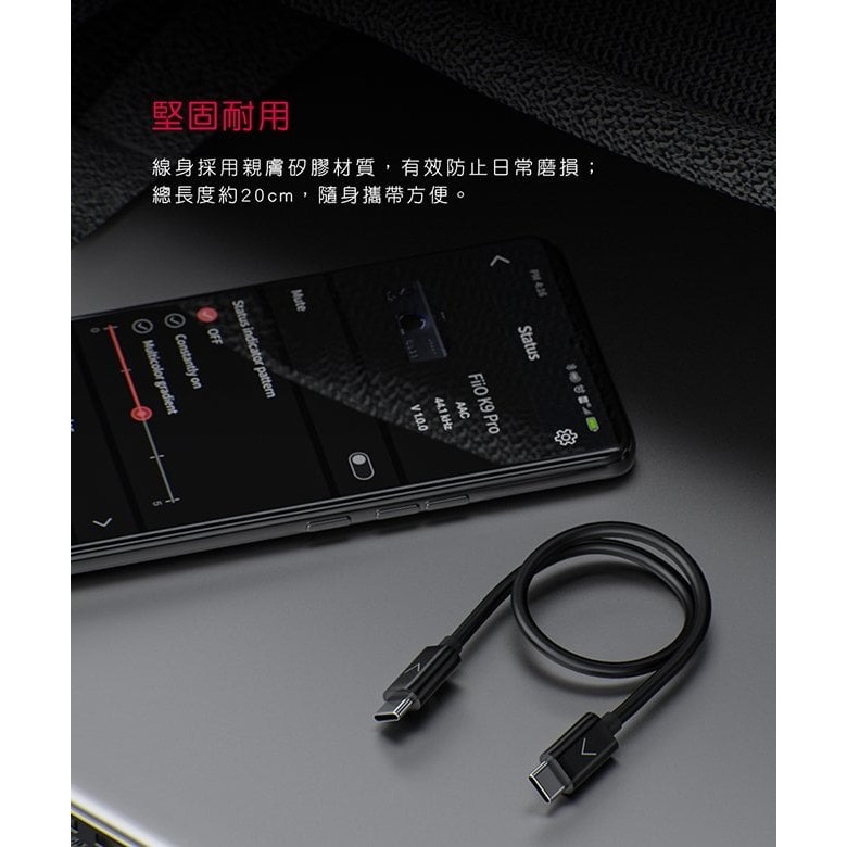 【FiiO LT-TC3 Type-C轉Type-C 充電數據線(20cm)】優質隨身解碼/高純度銅鍍錫線芯/鋁合金外殼