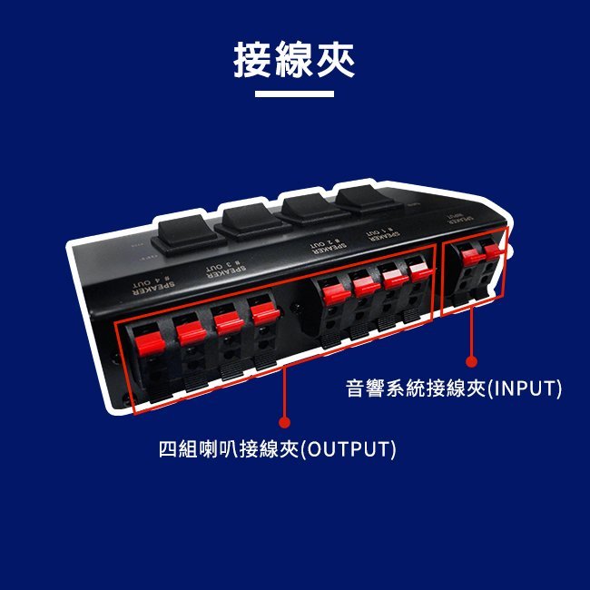 yardiX YX-1005AS 四音路音響系統喇叭同步分配切換器(獨立開關)同音源連接四對喇叭