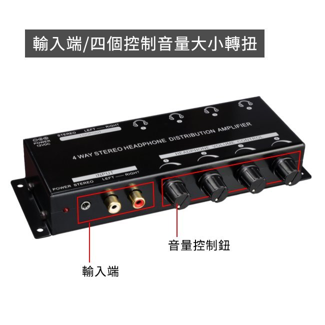 yardiX YX-1340A一進四出耳機音源分配器(獨立音量調整)