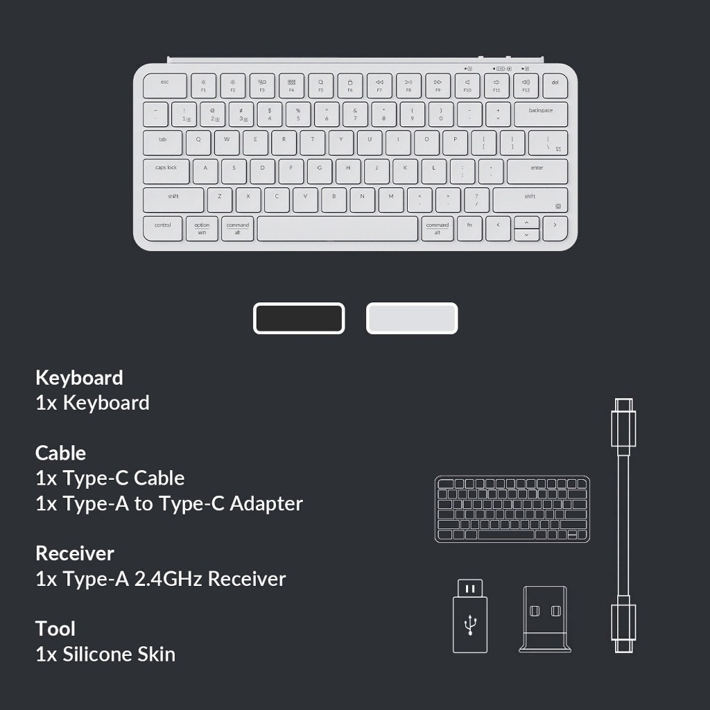 【Keychron B1 Pro 超薄無線鍵盤】支援2.4GHz、藍牙和有線模式/多系統支援/輕巧超薄