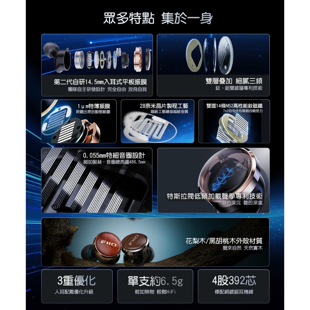 【FiiO FP3 平板振膜CIEM可換線原木耳機】Hi-Res/28奈米晶片/14.5mm入耳式平板振膜 【FiiO FP3 平板振膜CIEM可換線原木耳機】Hi-Res/28奈米晶片/14.5mm入耳式平板振膜