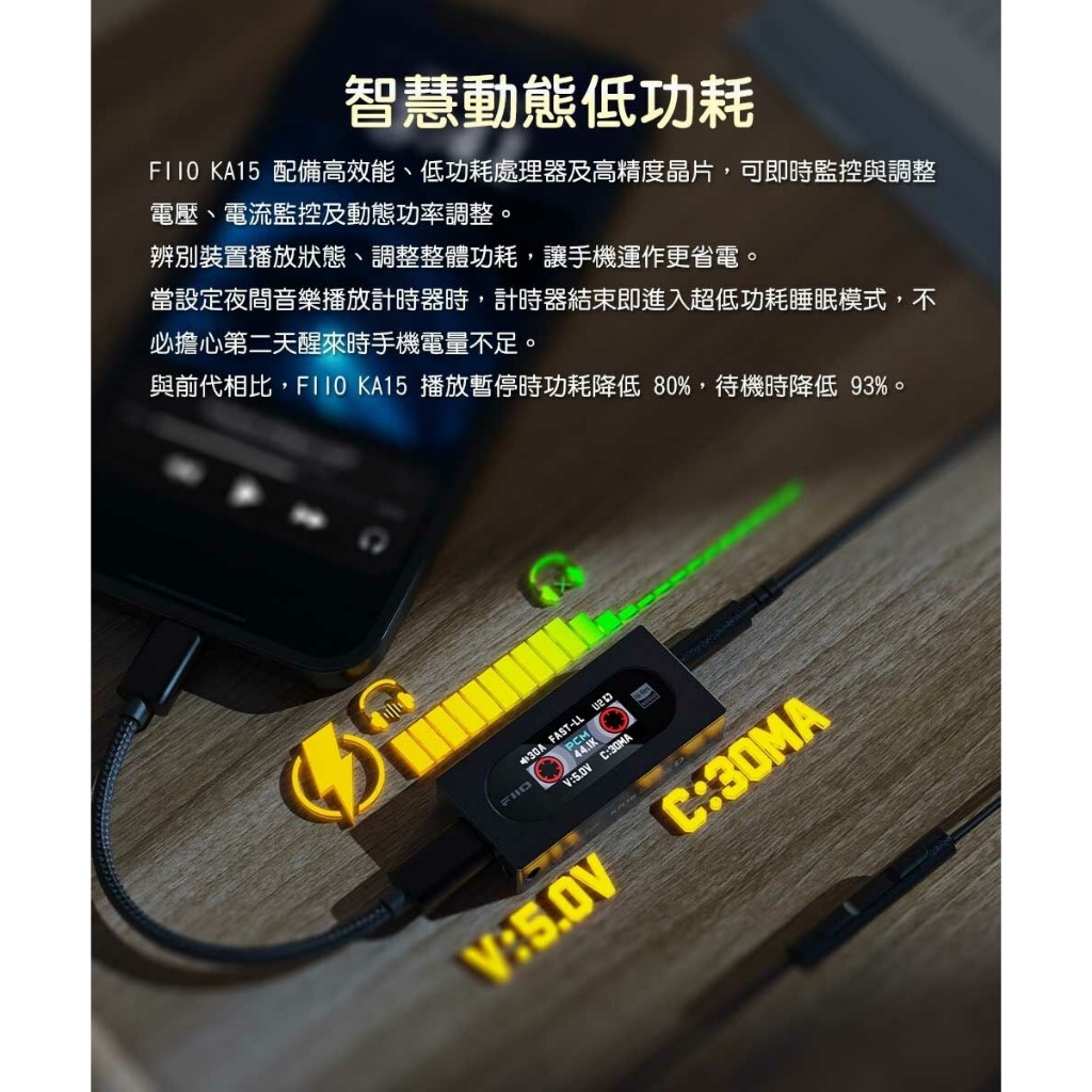 【FiiO KA15 隨身型解碼耳機轉換器】10段無損PEQ調音/桌機模式/支援多系統/大推力/小尾巴/雙DAC