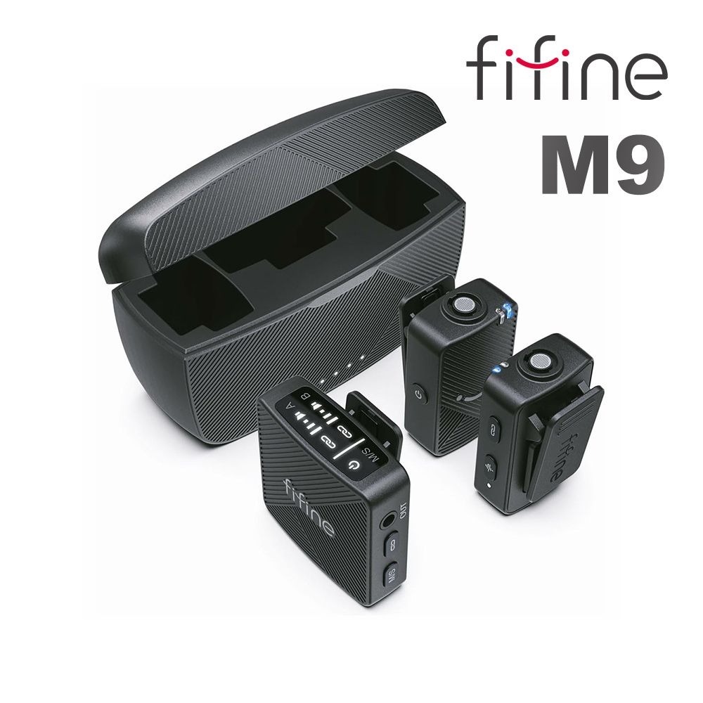 【FIFINE M9 無線領夾式直播麥克風】支援 iPhone、Android...多設備/一鍵降噪/多情境使用