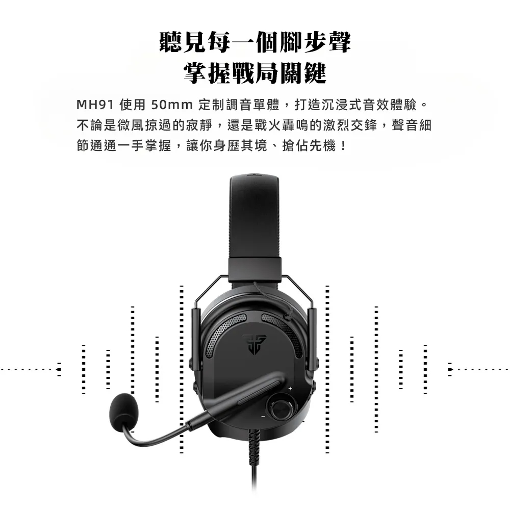 【FANTECH MH91 】耳罩式電競耳機-可拆式降噪麥克風