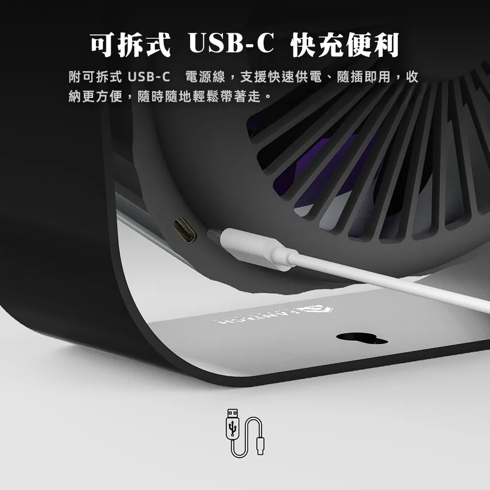【FANTECH PAC4】 USB無刷電風扇 可使用TypeC行動電池供電 封閉工作室廁所廚房露營帳蓬內使用都方便