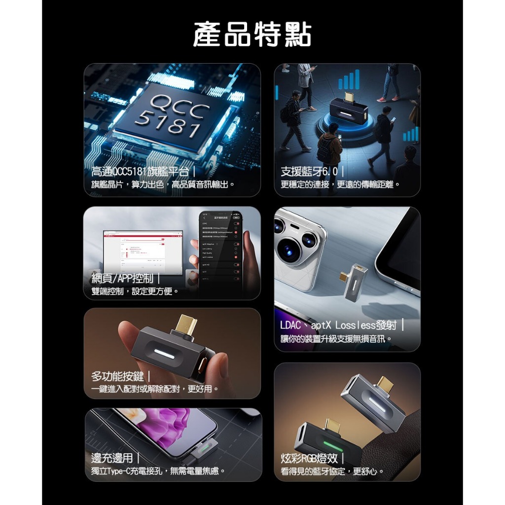 【FIIO AIR LINK Hi-Fi藍牙解碼發射器】藍牙6.0/隨插即用/支援 LDAC、SBC 格式