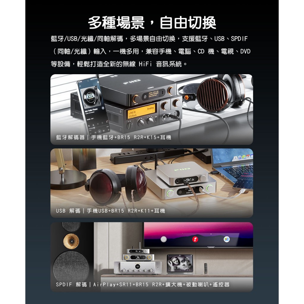 【BR15 R2R Hi-Fi 藍牙音訊接收器】藍牙6.0/LDAC、aptX Lossless無損/10段PEQ調節