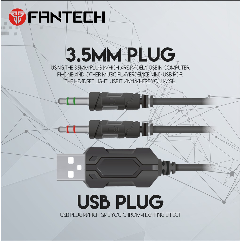 【FANTECH 台灣】HG20 立體聲RGB電競耳機 大驅動單體／降噪麥克風(黑色)