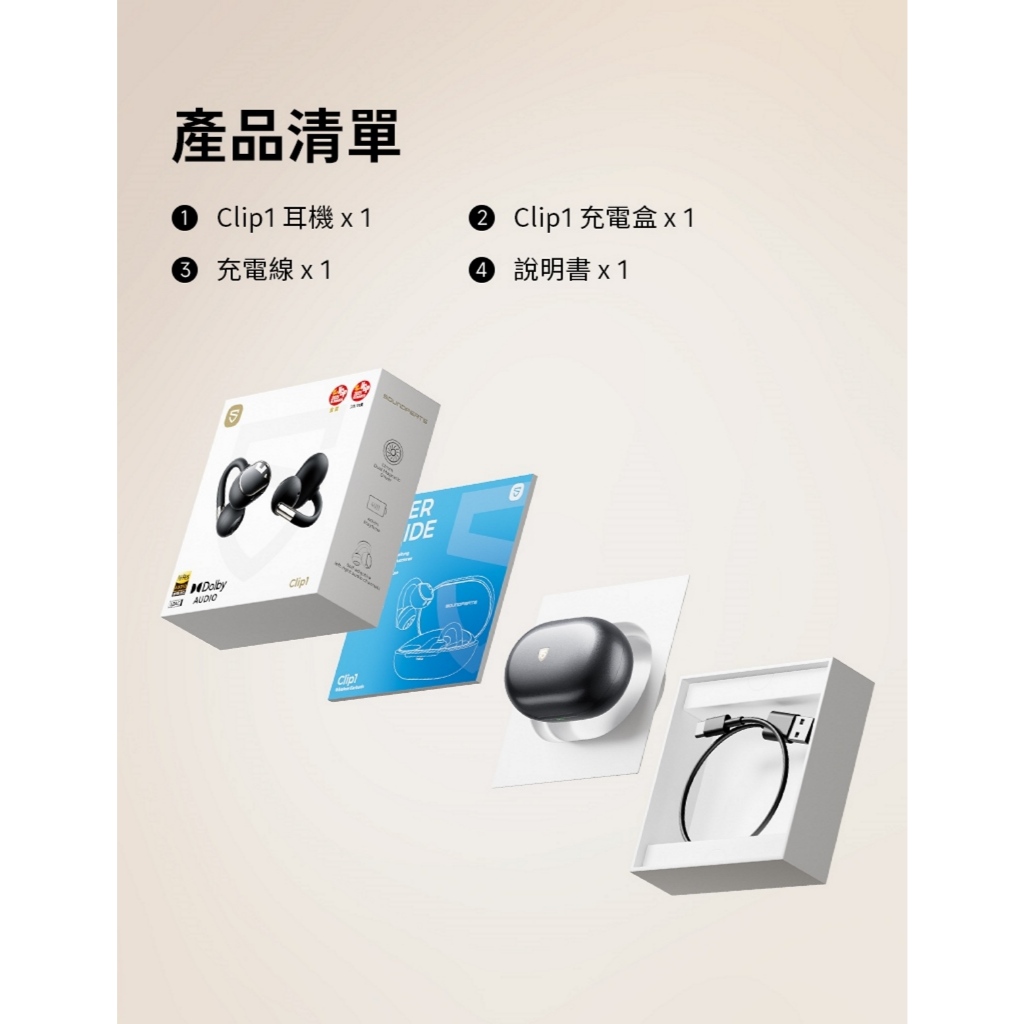 【SOUNDPEATS Clip1】開放式耳機/杜比音效/鈦動圈