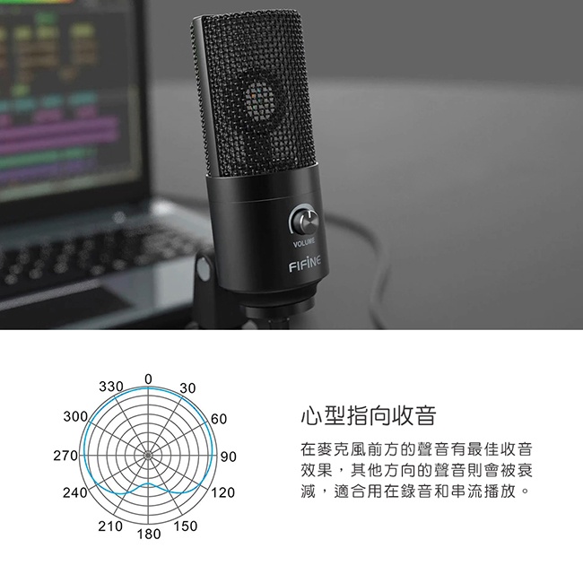 【FIFINE K669】USB專業電容式麥克風 三種指向收音／ASMR／YouTuber／直播／線上會議