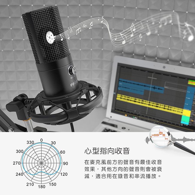 【 FIFINE T669 】USB專業電容式麥克風 三種指向收音／ASMR／YouTuber／直播／線上會議／唱歌